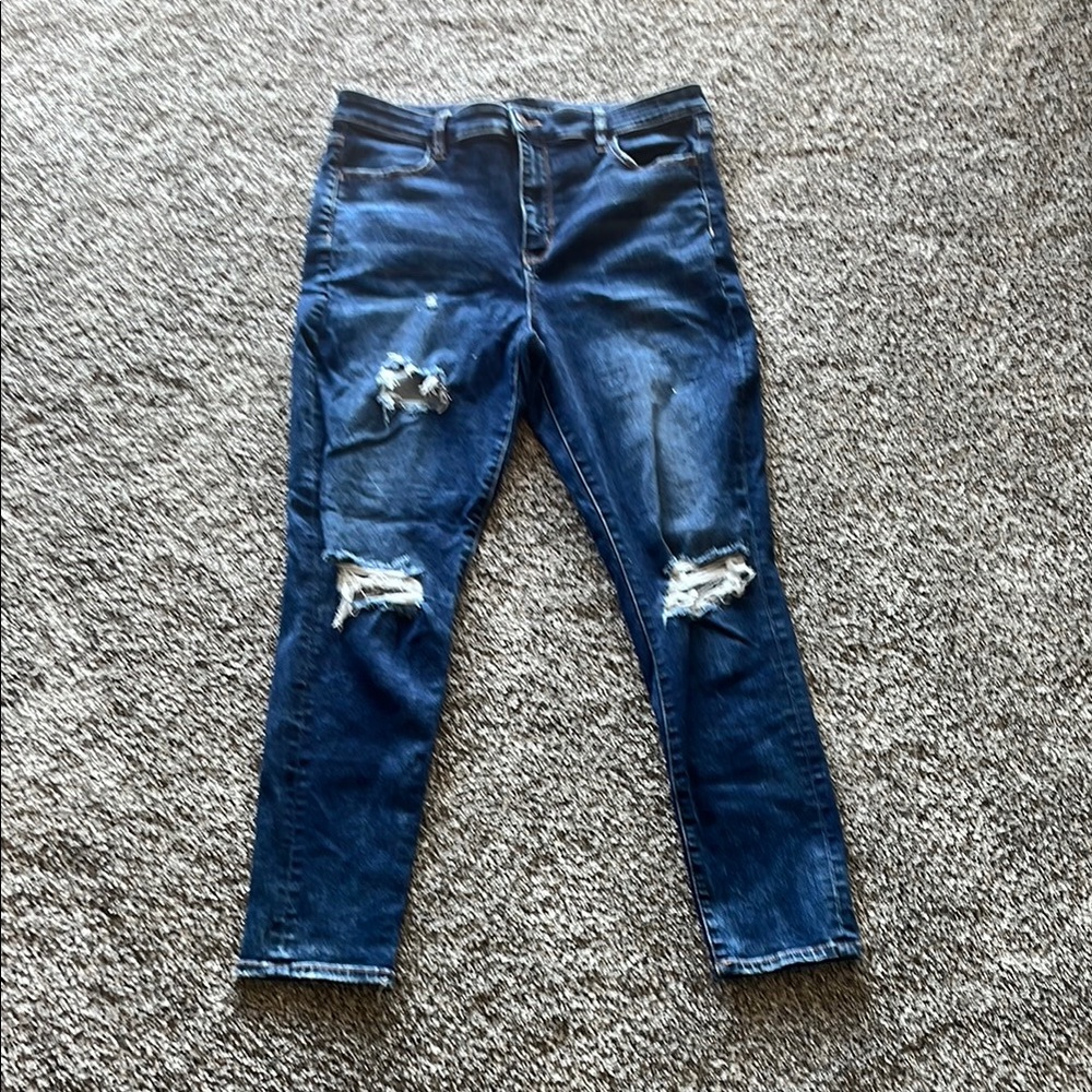 American Eagle Blue Skinny Distressed Jeans